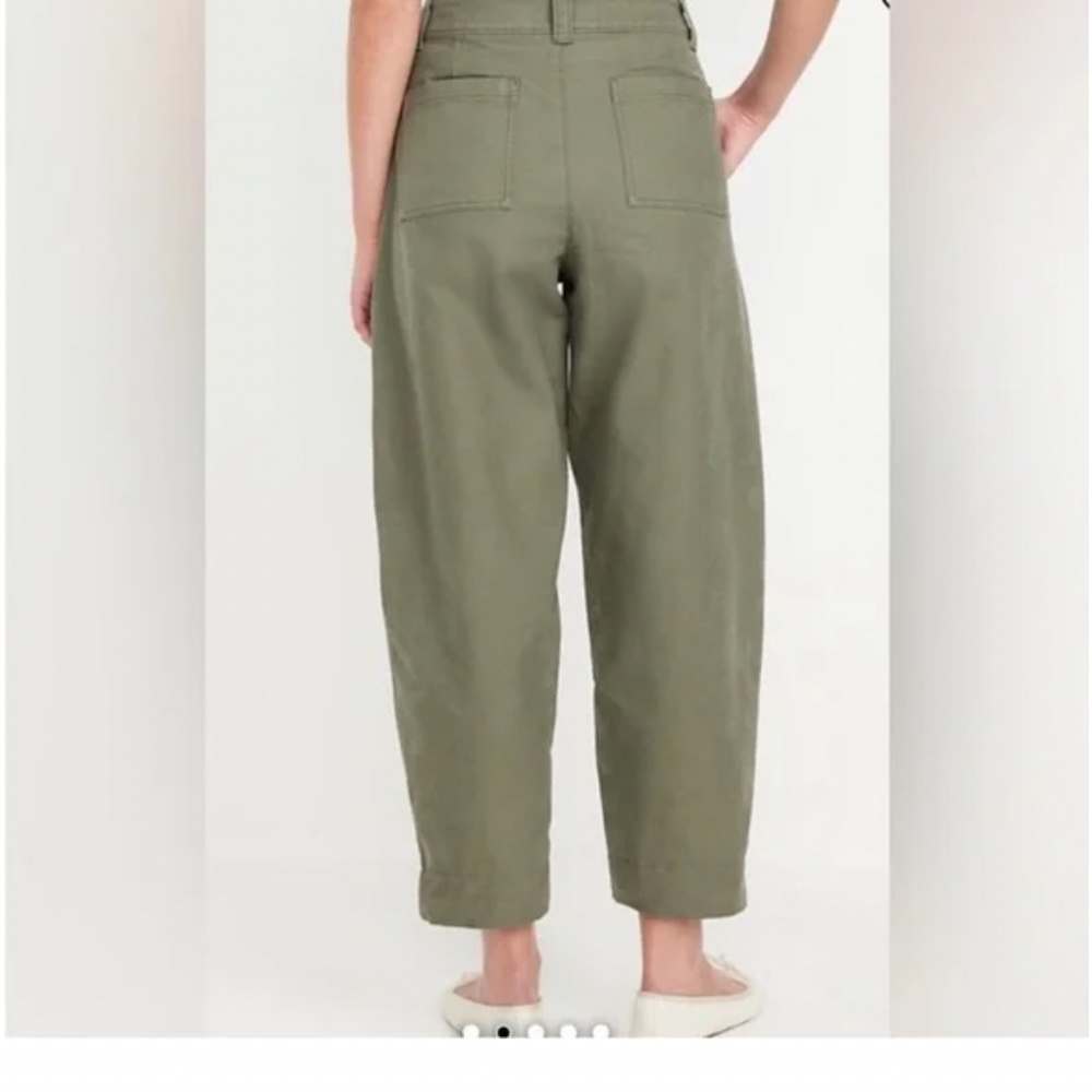 Old Navy high rise barrel leg green pants size 6 Tall - Picture 2 of 5